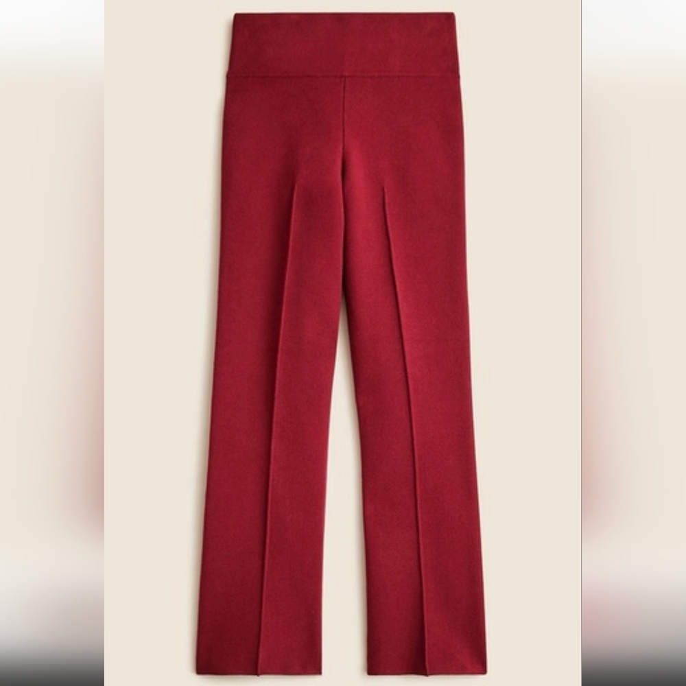 J Crew Delaney Kick Flare Sweater Knit Crop Pants Large Petite Burgundy - Picture 2 of 5